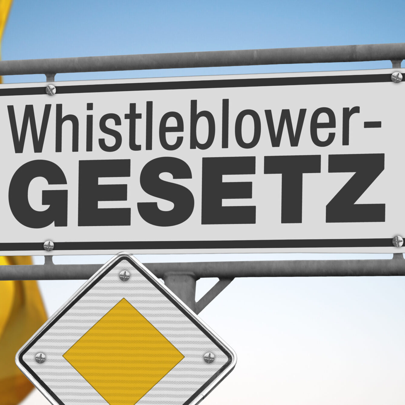 Whistleblower-Gesetz auf einem Verkehrsschild